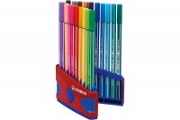 STABILO Fasermaler Pen 68, 6820-04, 20er Color Box rot/blau