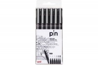 UNI-BALL Fineliner Pin schwarz 6 Stück, PIN-200/S